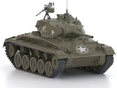 Green Military Tank With Tracks Turret Machine Gun And Star Emblem 3d model Green Military Tank With Tracks Turret Machine Gun And Star Emblem 3d model