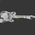 Vintage Electronic Guitar Featuring Mechanical Components And Electrical Parts In Unique 3D Model Design