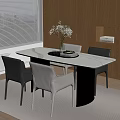 Modern Dining Table and Chair Combination Restaurant Dining Chair Dining Table Chandelier 3d model