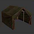Green Outdoor Camping Tent Structure With Metal Frame And Canvas Cover