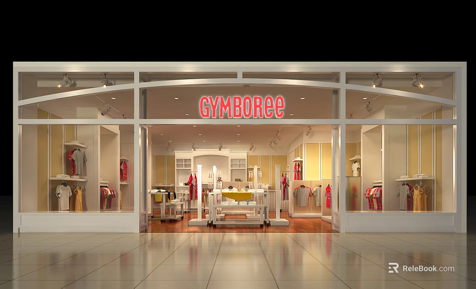 Gymboree Clothing Store With Children's Clothes Window Display And Interior Racks 3d model 