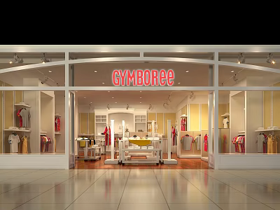Gymboree Clothing Store With Children's Clothes Window Display And Interior Racks 3d model