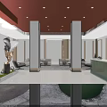 Modern Beauty Salon Interior With Lounge Area Comfortable Seating And Marble Reception Desk