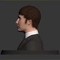Realistic 3D Male Character Head Portrait Wearing Suit With Base Stand