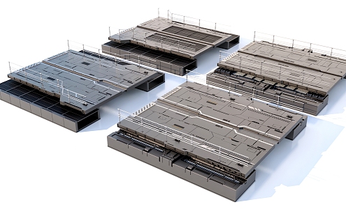 Sci-fi Panel Piping Assembly Equipment Pavement Deck 3d model