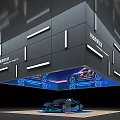 HORWITH Brand Modern Exhibition Booth Featuring Car Display And Blue Lighting Elements