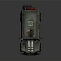 Green Military Vehicle With Roof Mounted Equipment Red Components And Number 44