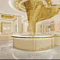 Luxurious Jewelry Store Interior With Elegant Display Cases Ornate Ceiling Lights And Modern Gold Tones