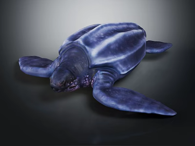 Blue Sea Turtle 3D Rendered Creature With Glossy Shell And Dark Backdrop 3d model