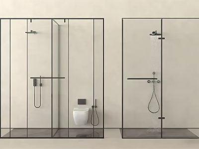 Modern Shower Sauna Design With Glass Partition And Shower Fixtures In Bathroom Space 3d model