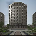 Elegant High Rise Residential Building Exterior With Glass Windows Balconies And Surrounding Flowering Trees