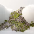 Small Garden Decorative Feature With Rocks Moss And Lush Green Foliage