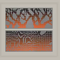 Modern Two Panel Abstract Wall Art With Dot Matrix Pattern Gray And Orange Design 3d model