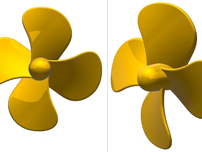 Two Yellow Propellers 3D Design Featuring Symmetrical Blades And Smooth Surface Finish 3d model