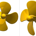 Two Yellow Propellers 3D Design Featuring Symmetrical Blades And Smooth Surface Finish 3d model
