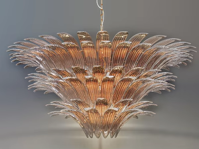 Elegant Layered Crystal Chandelier With Glass Petal Design And Golden Accents 3d model