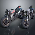 Two Sporty Motorcycles With 911 Logo Parked Side By Side On Dark Surface
