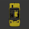 Yellow Classic Sedan Car Featuring Retro Design And Headlights On Dark Surface