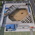 Active Construction Site Featuring Foundation Pit Steel Frame Excavators And Temporary Facilities 3d model