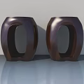 Dark Brown Wooden Swing Door With Unique Oval Design For Home Interior