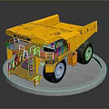 Yellow Large Dump Truck For Heavy Duty Construction With Ladder And Railings