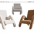 Modern Upholstered Leisure Chairs with Unique Armrests and Various Color Tones