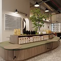 Cozy Modern Café Interior With Bookshelves Green Plant Counter Seating And Pendant Lights
