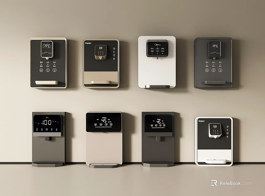 Modern Daily Electrical Appliances Various Styles With Digital Displays On Wall 3d model 
