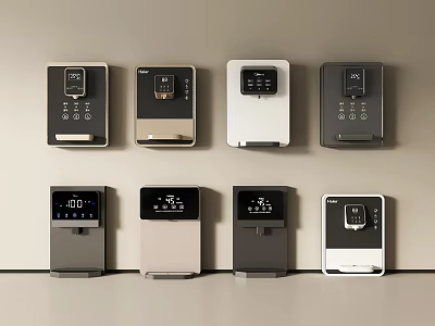 Modern Daily Electrical Appliances Various Styles With Digital Displays On Wall 3d model