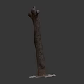 Tall Slender Decorative Wooden Sculpture with Textured Surface and Stone Base