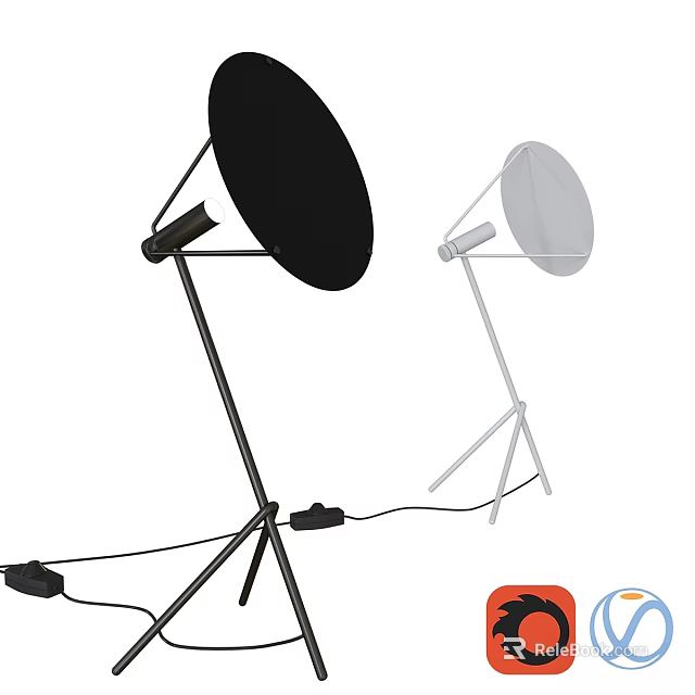 Black And White Modern Table Lamps With Tripod Stand And Round Shade 3d model 