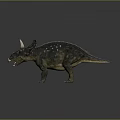 Realistic Triceratops 3D Model With Horns Scaly Skin And Open Mouth Stance