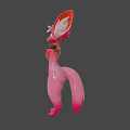 Pink Game and Movie Character With Large Ears And Outstretched Arms