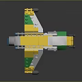 Building Blocks Mechanical Model Design With Yellow Green White Components And Gray Mechanical Parts
