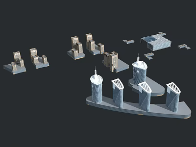 Architectural Models of Urban High Rise and Low Rise Buildings with Various Shapes 3d model