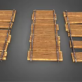 Wooden Plank Scene Components For 3D Game With Metal Connectors And Rustic Design