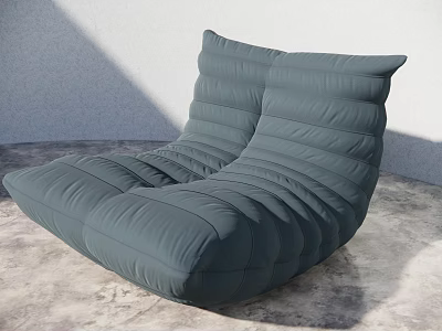 Soft Modern Bean Bag Chair With Striped Design In Dark Gray For Home Comfort Use 3d model
