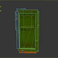 Green Industrial Control Cabinet With Front Panel And Orange Base Connectors