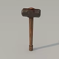 Heavy Duty Sledgehammer With Rusty Metal Head And Wooden Handle