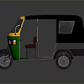 Green Yellow Black Motorized Rickshaw With Seats Windshield And Side Mirrors