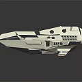 Futuristic White Spaceship 3D Model With Geometric Shapes And Blue Glowing Accents