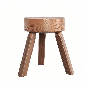 Nordic Solid Wood Stool 3d model