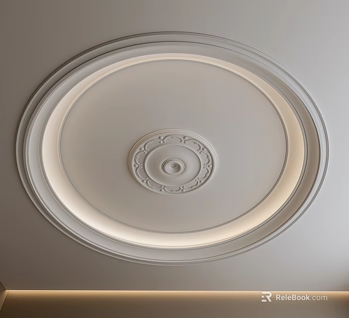 Elegant Modern Circular Ceiling Design With Ornate Detail And Soft LED Lighting 3d model
