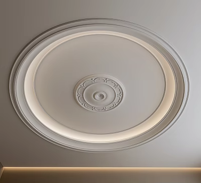 Elegant Modern Circular Ceiling Design With Ornate Detail And Soft LED Lighting 3d model
