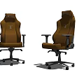 Brown Leather Leisure Chair With High Backrest Armrests Logo Design And Rolling Casters