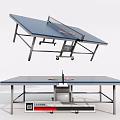 Foldable Ping Pong Table with Wheels Blue Tabletop Net and Paddles for Sports