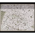 Vintage Paris City Map Framed Wall Art With Detailed Streets And Black Frame