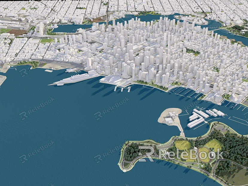 Modern aerial view of the city of Vancouver, Canada model