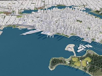 Modern aerial view of the city of Vancouver, Canada 3d model