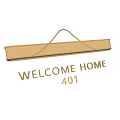 Modern Gold Wall Light with Welcome Home 401 Lettering and Sleek Contemporary Design